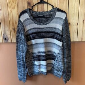 David Kahn Gray and White Striped Sweater